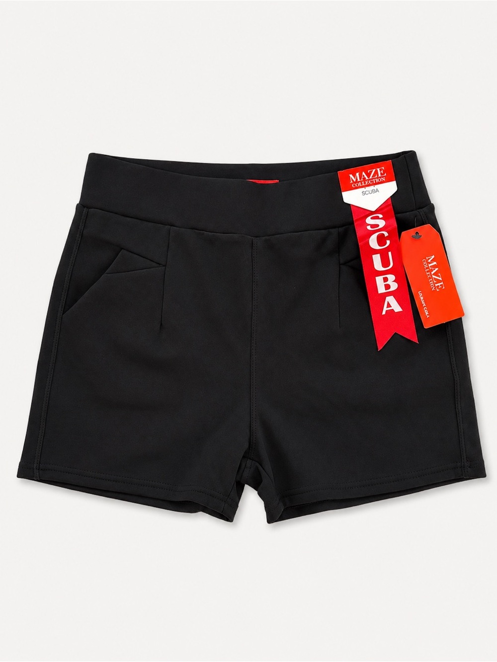 Maze Collection Scuba Pull-On Shorts in Black